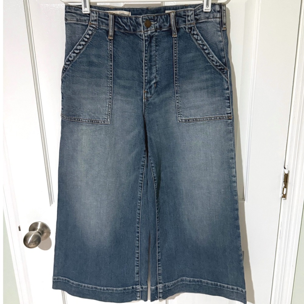 Pilcro and the Letterpress Wide Leg Crop Jeans Medium Wash Size 30 Utility